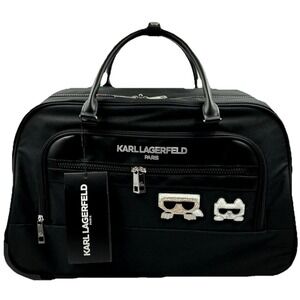 Karl Lagerfeld Paris Rolling Duffel Bag Black Choupette Travel Weekender Wheels